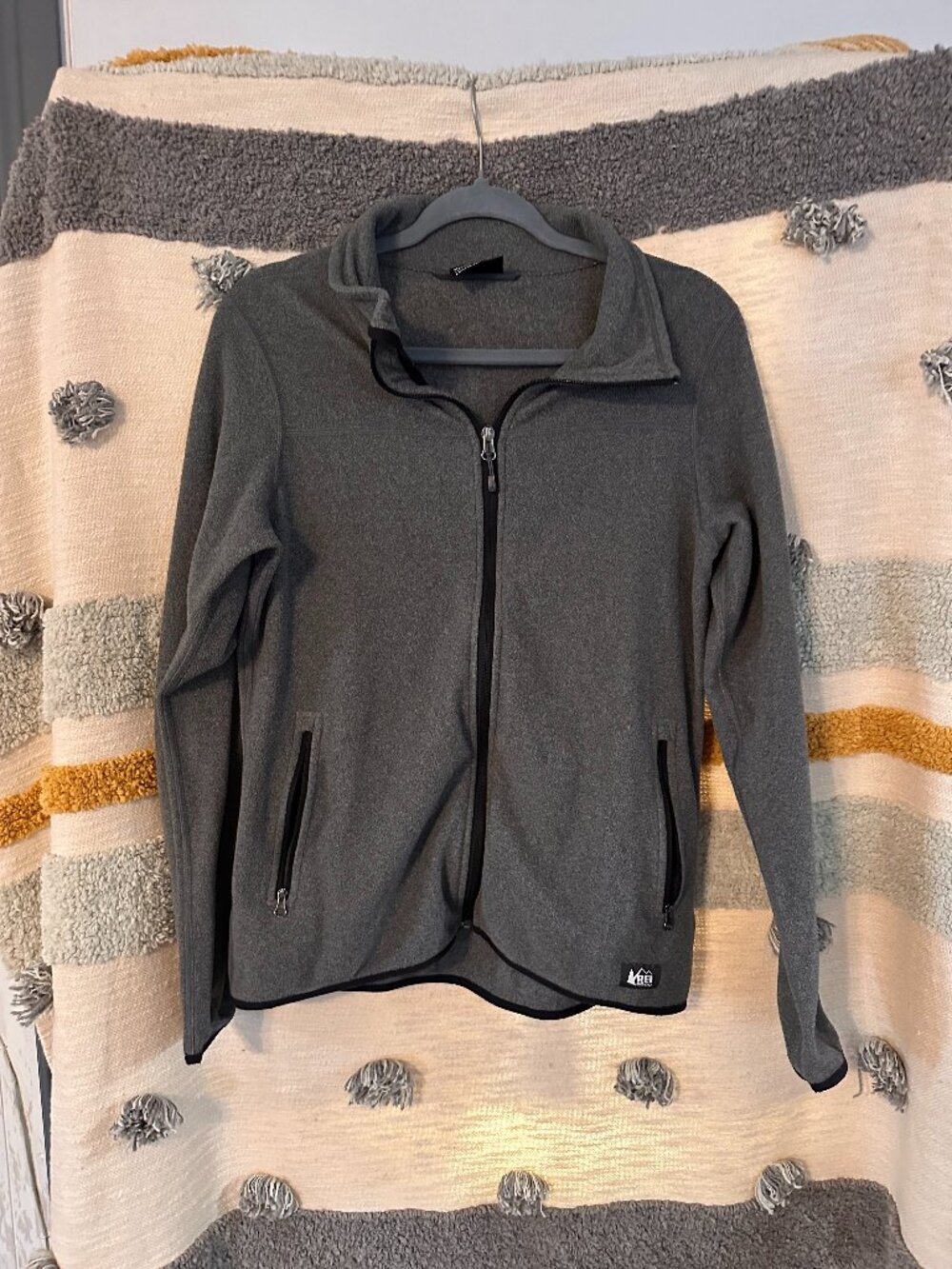REI Co-op Groundbreaker Fleece Full Zip Mock Neck Jacket Heather Gray - M